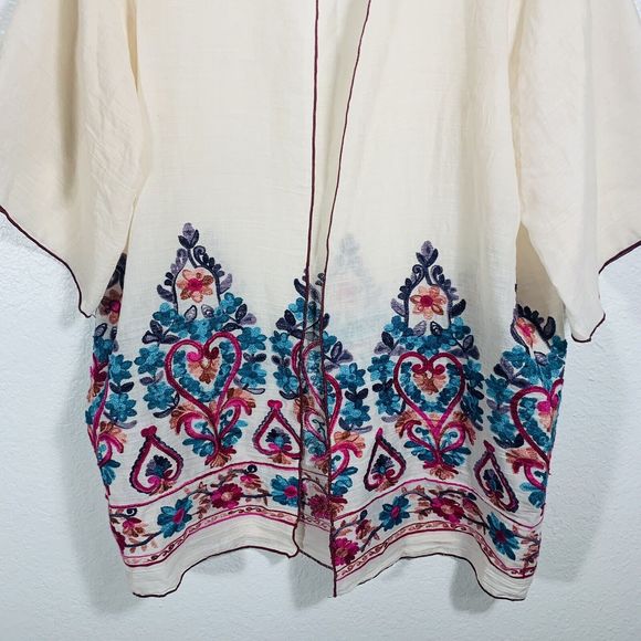 T Party Embroidered Cotton Open Boho Cardigan Size Small Women’s - Picture 3 of 7